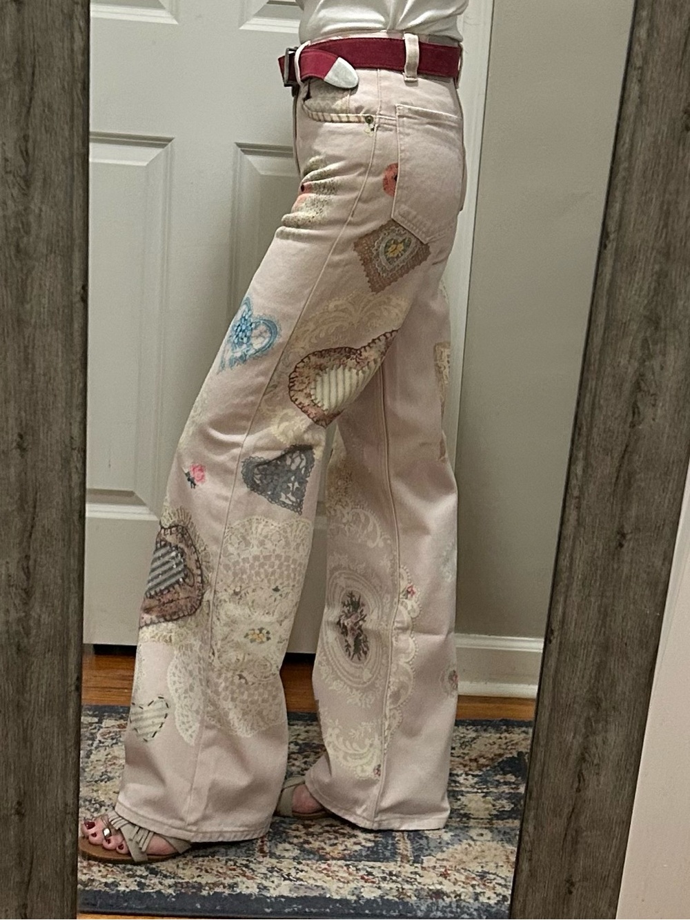 NWT We The Free Tinsley Printed Jeans in Illusions Heirloom Ivory - Picture 11 of 16